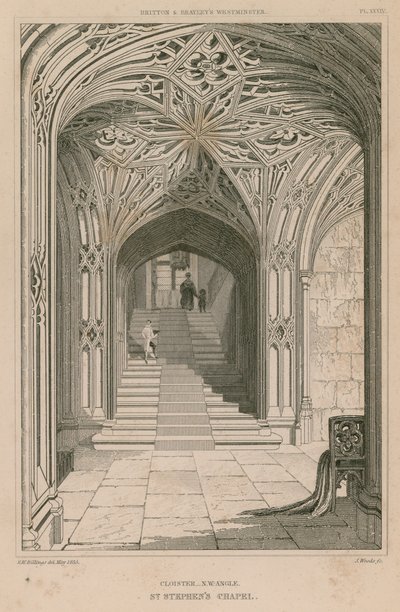 Angle nord-ouest du cloître, chapelle Saint-Étienne - R. W. Billings