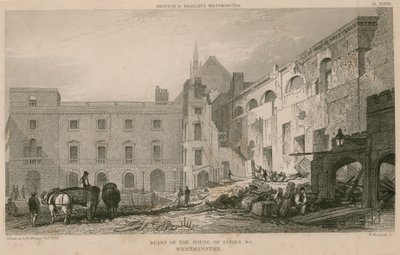 Ruines de la Chambre des Lords, Westminster, Londres - R. W. Billings