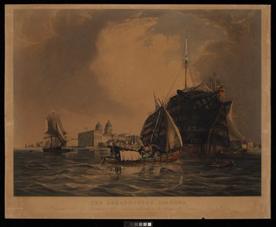 Le Dreadnought 104 canons, navire-hôpital pour marins de toutes nations, amarré sur la Tamise au large de Greenwich, 20 juin 1831 - R. W. Price