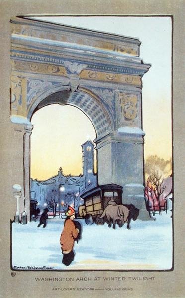 Arc de Washington Square au crépuscule d