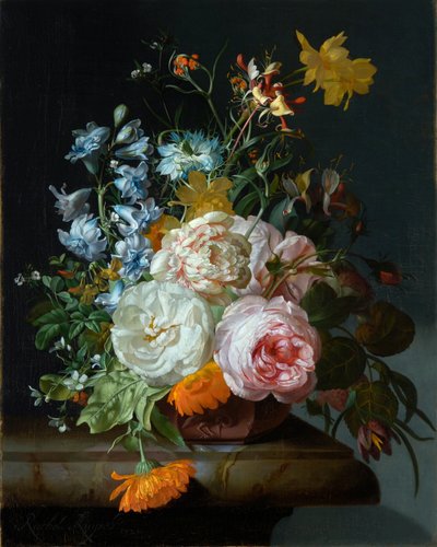 Fleurs dans un vase en terre cuite - Rachel Ruysch
