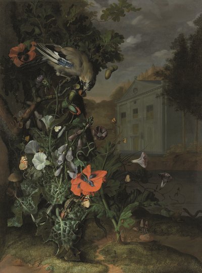 Sol forestier avec une façade classique au-delà - Rachel Ruysch