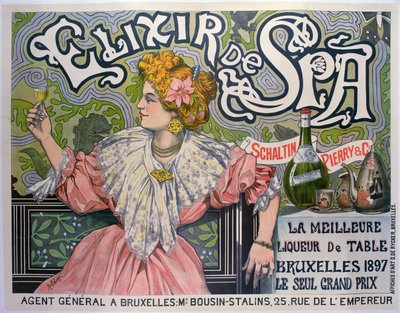 Affiche publicitaire pour la liqueur belge 