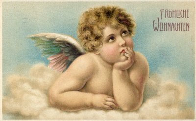 Carte de Noël allemande avec le chérubin de Raphaël - Raffaello Sanzio Raphael