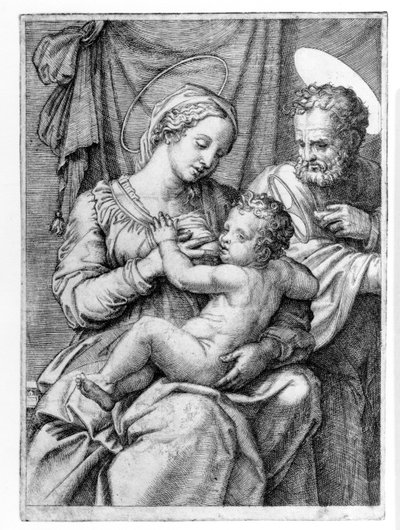 La Sainte Famille, gravée par Marcantonio Raimondi, c.1515 - Raffaello Sanzio Raphael