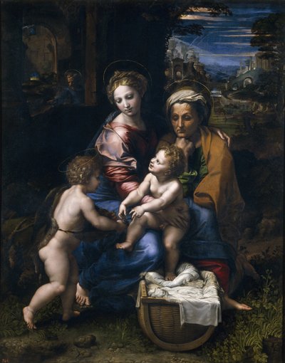 La Sainte Famille avec Jean-Baptiste et Sainte Élisabeth La Perla - Raffaello Sanzio Raphael