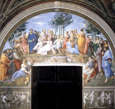 Le Parnasse Fresque dans la Stanza della Segnatura - Raffaello Sanzio Raphael