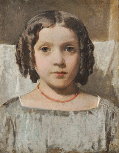 Fille avec un collier de corail - Raffaello Sernesi