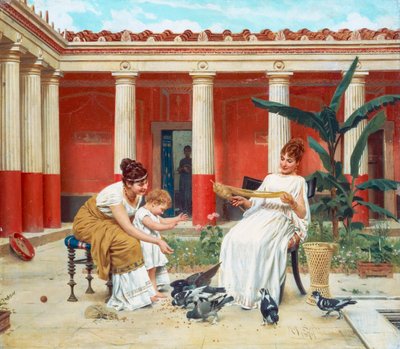 Nourrir les pigeons - Raffaello Sorbi