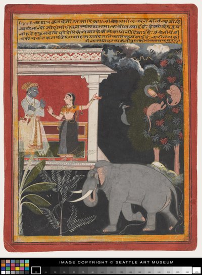 Krishna recevant Radha, début du 18ème siècle - Rajput School