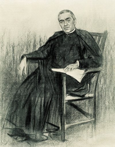 Portrait du poète catalan Jacint Verdaguer (1845-1902) - Ramon Casas i Carbo