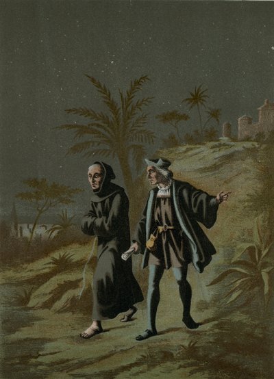 Colomb avec le prieur de La Rabida vont à Palos - Ramon Puiggari