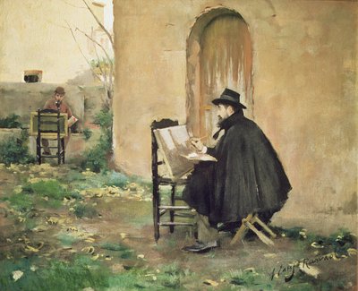 Rusinol et Casas peignant - Ramon and Rusinol Santiago (1861 1932) Casas
