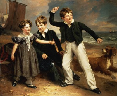 Portrait de groupe de Robert, James et Mary Sarah, les trois enfants de James Greenhalgh, 1830 - Ramsay Richard Reinagle