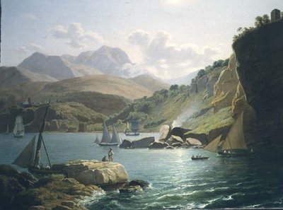 Vue du rivage de Vietri Sul Mare et du village de Raito, dans le golfe de Salerne - Ramsay Richard Reinagle