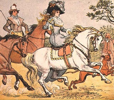 Une belle dame sur un cheval blanc de 