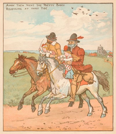 Ils sont partis les jolis bébés, se réjouissant à cette marée vers 1878 - Randolph Caldecott