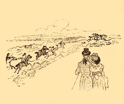 Les spectateurs regardent John Gilpin poursuivi à travers la campagne, 1878, vers 1918 - Randolph Caldecott
