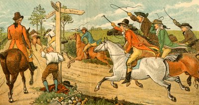 John Gilpin sur son cheval emballé poursuivi par des passants, 1878, vers 1918 - Randolph Caldecott