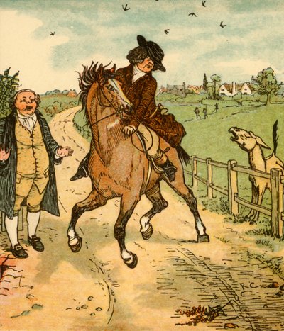 Le cheval de John Gilpin est effrayé par un âne, 1878, vers 1918 - Randolph Caldecott