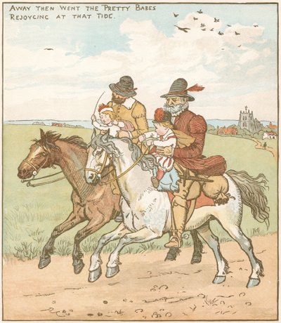 Les enfants dans les bois. Orphelins emmenés pour être assassinés par des bandits engagés par un oncle méchant. Illustration de Randolph Caldecott (1846-86) pour la ballade de c1600 - Randolph Caldecott