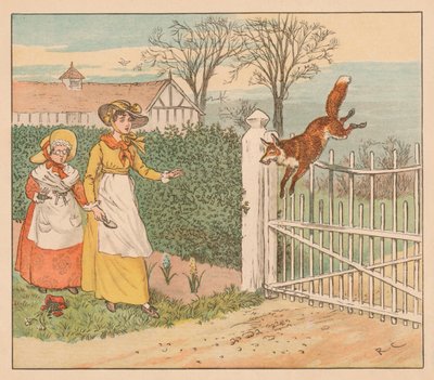 Le renard sautant par-dessus la barrière du pasteur, vers 1883 - Randolph Caldecott