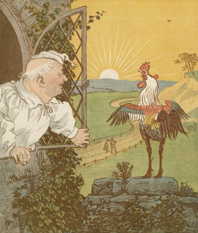 La maison que Jack a construite, comptine cumulative. Voici le coq qui a chanté le matin... Illustration de Randolph Caldecott - Randolph Caldecott