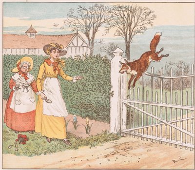 Le renard saute par-dessus la porte du pasteur - Randolph Caldecott