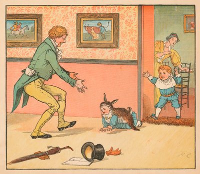 ...une peau de lapin pour envelopper le bébé Bunting, vers 1880 - Randolph Caldecott