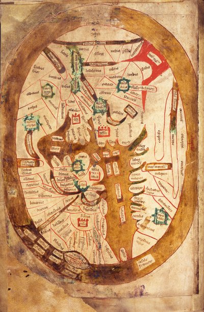Ms.89 Higden fol.13v Carte du monde - Ranulf Higden