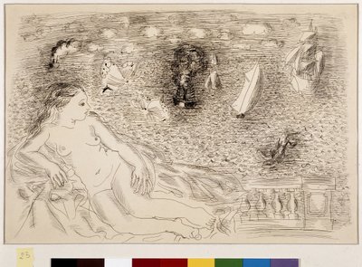 Femme nue devant la mer (oil on canvas) - Raoul Dufy