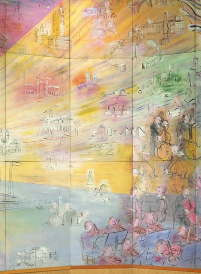 La Fee Electricite, détail de la partie gauche représentant un orchestre - Raoul Dufy
