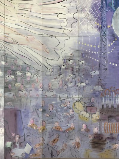 La Fee Electricite, détail de la partie gauche représentant un orchestre - Raoul Dufy