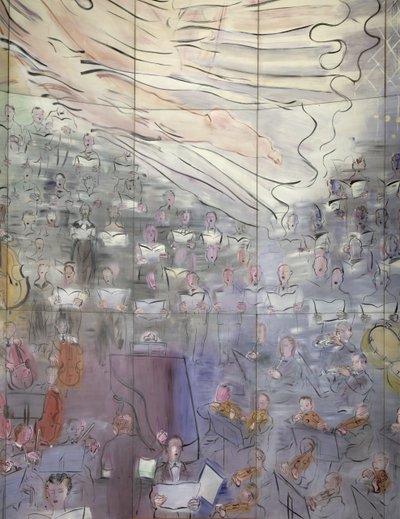 La Fee Electricite, détail de la partie gauche représentant des chanteurs - Raoul Dufy