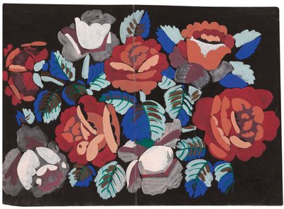 Roses rouges et roses (gouache sur papier noir) - Raoul Dufy