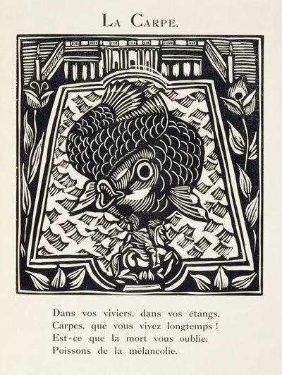 La carpe, illustration tirée du Bestiaire ou cortège d
