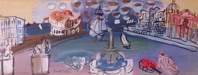 La fontaine de la place (gouache) - Raoul Dufy