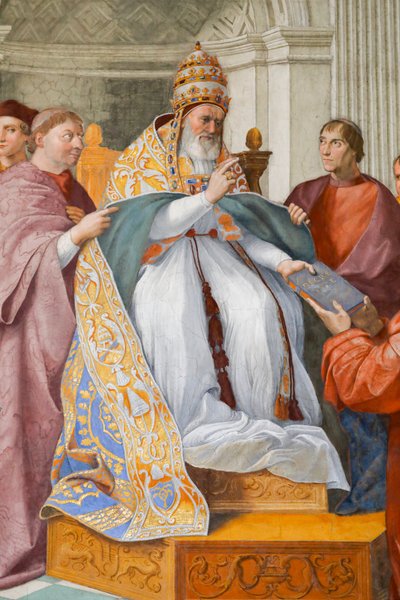 Vertus théologales, avec Grégoire IX représenté comme Jules II - Raphael