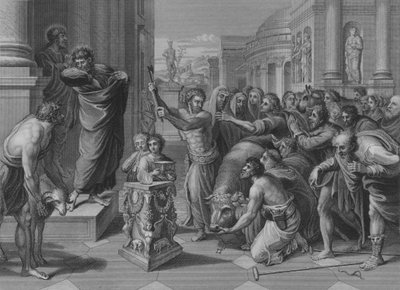 Paul et Barnabas à Lystre, Actes 14, Versets 8-19 (gravure) - after Raphael