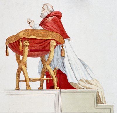 Portrait du Pape Jules II en prière. Gravure d