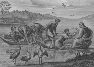 La Pêche miraculeuse, Saint Luc 5, Versets 1-12 (gravure) - after Raphael