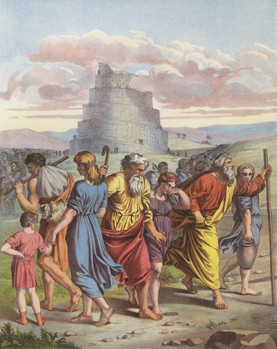 La Tour de Babel (lithographie en couleur) - after Raphael