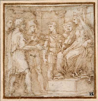 Didon recevant les Troyens en audience, étude pour une scène de bordure de la gravure 