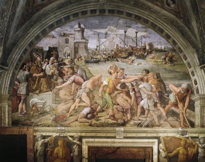 Lunette, fresque par Raphaël et ses disciples, représentant la bataille d