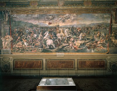 Fresque de Raffaello Sanzio et ses disciples (1517-1524), représentant la Bataille de Ponte Milvio, Salle de Constantin, Chambres du Vatican, Palais du Vatican, Cité du Vatican - Raphael