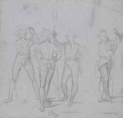 Groupe de quatre soldats debout - Raphael