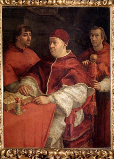 Portrait du pape Léon X avec le cardinal Louis de Rossi et Giulio de Medici - Raphael