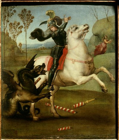 Saint Georges combattant le dragon Peinture de Raphaël (1505) - Raphael
