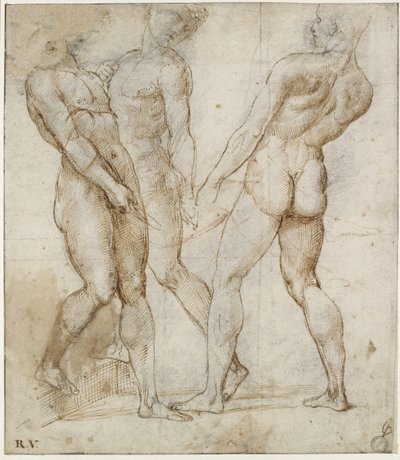 Trois porteurs nus (étude pour la Mise au tombeau du Christ) - Raphael
