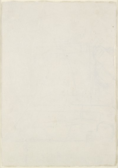 Verso : Légers croquis architecturaux incluant un plan au sol cruciforme, WA1846.160 (plume et encre brune sur stylet aveugle, quelques traces de plomb ou de craie) - Raphael